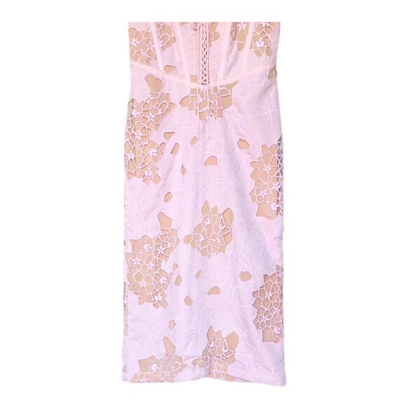 NBD Camari Lace Up Midi Dress Pink Zip Back Adjustable Shoulder Strap Small NWT - Picture 5 of 13